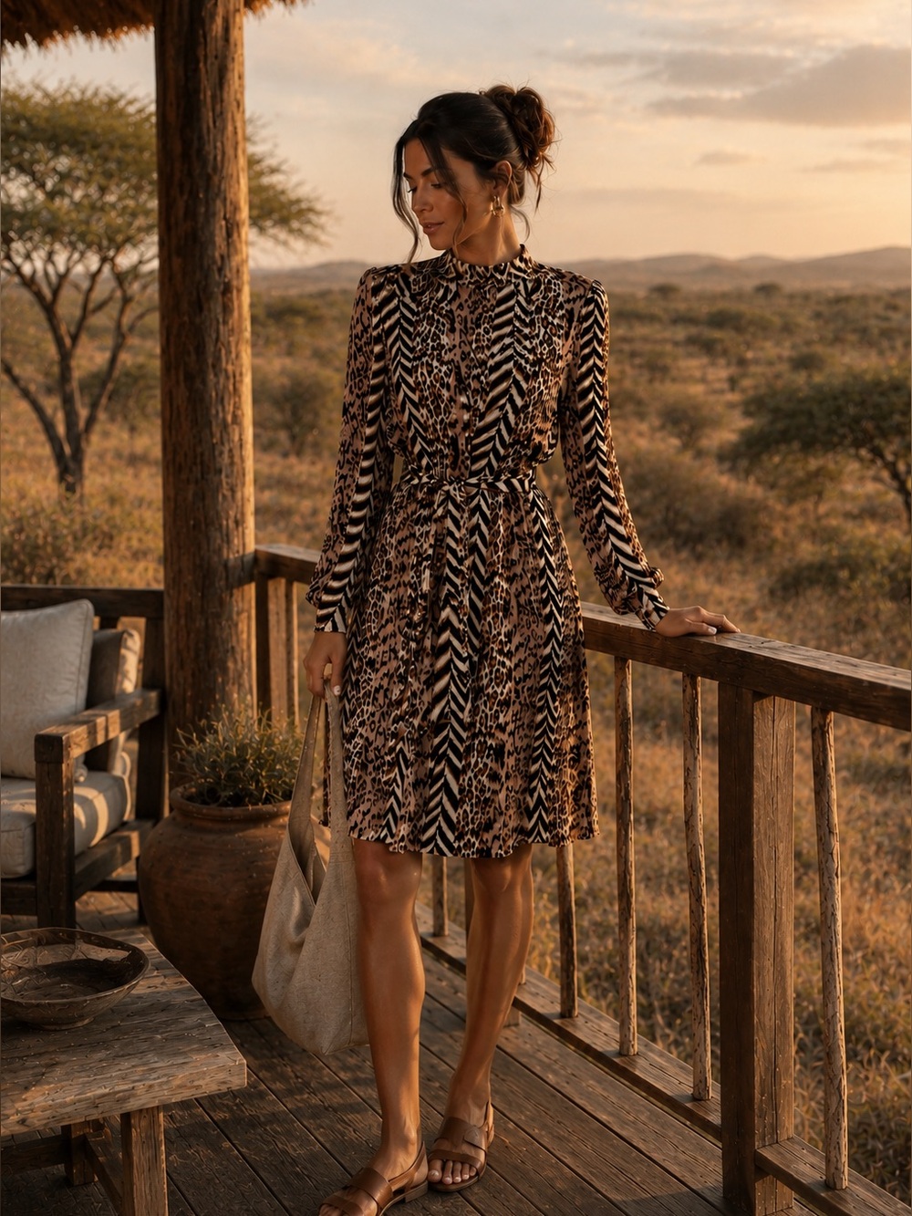 Nanushka animal print dress size M. Viscose /Elastane. Belt included.
